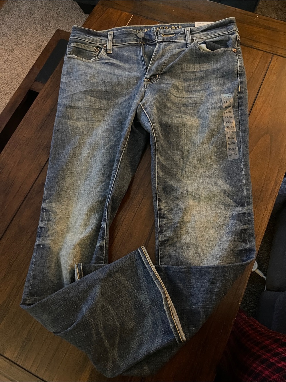 American Eagle Outfitters Men's Faded Blue Straight Jeans